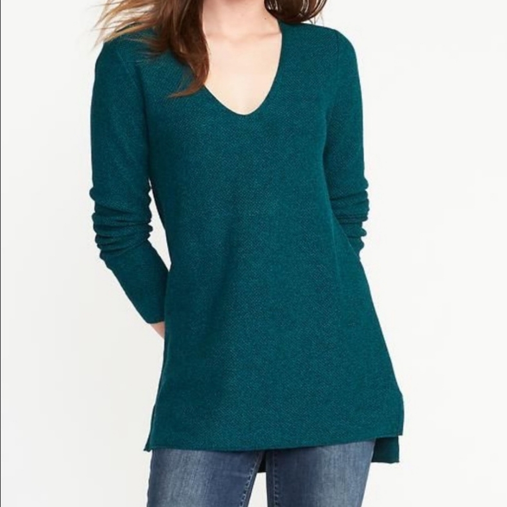 Old Navy Dark Teal Knit V Neck Sweater